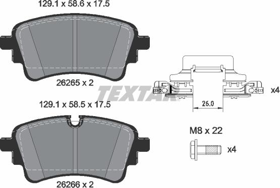 Textar 2626501 - Гальмівні колодки, дискові гальма autocars.com.ua