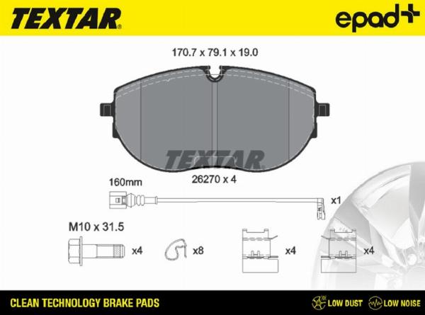 Textar 2627001CP - Гальмівні колодки, дискові гальма autocars.com.ua