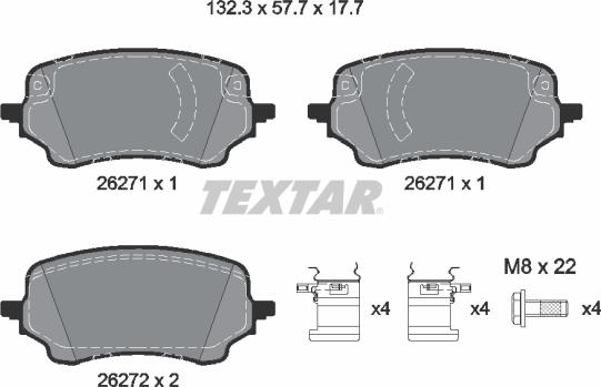 Textar 2627101 - Тормозные колодки, дисковые, комплект avtokuzovplus.com.ua