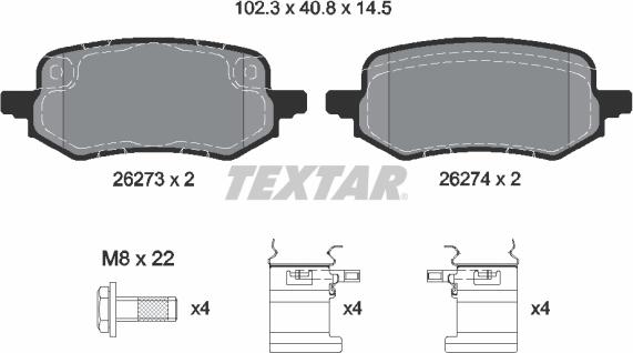 Textar 2627301 - Тормозные колодки, дисковые, комплект avtokuzovplus.com.ua