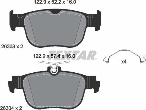 Textar 2630303 - Тормозные колодки, дисковые, комплект avtokuzovplus.com.ua