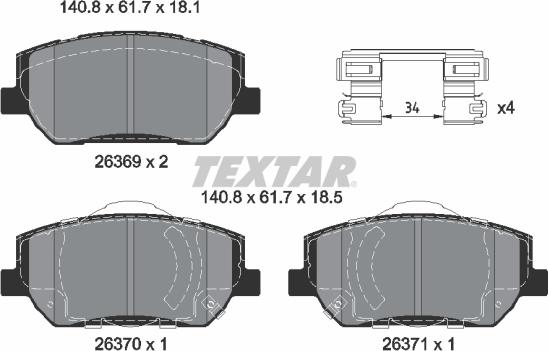 Textar 2636901 - Гальмівні колодки, дискові гальма autocars.com.ua