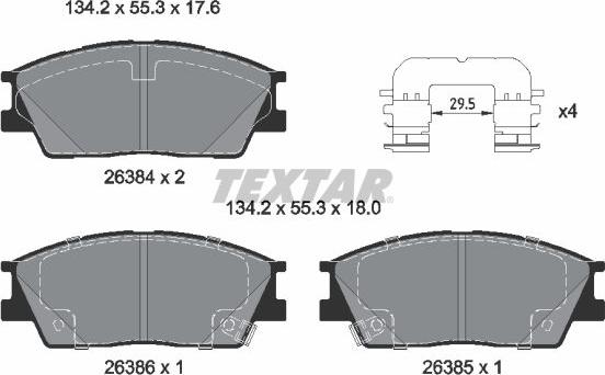 Textar 2638401 - Гальмівні колодки, дискові гальма autocars.com.ua