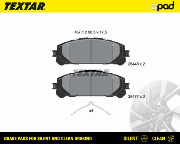 Textar 2644801SC - Гальмівні колодки, дискові гальма autocars.com.ua
