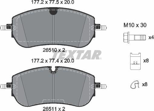 Textar 2651001 - Тормозные колодки, дисковые, комплект autodnr.net