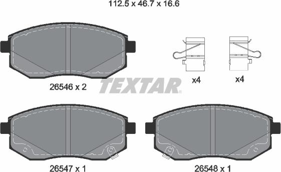 Textar 2654601 - Гальмівні колодки, дискові гальма autocars.com.ua