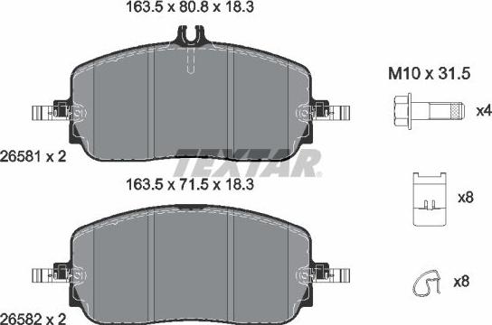 Textar 2658101 - Гальмівні колодки, дискові гальма autocars.com.ua