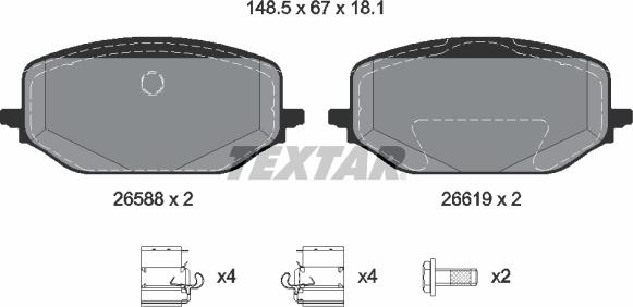 Textar 2658801 - Гальмівні колодки, дискові гальма autocars.com.ua