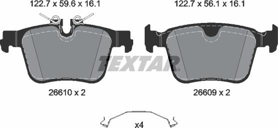 Textar 2661001 - Гальмівні колодки, дискові гальма autocars.com.ua