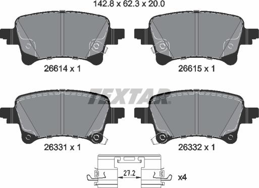 Textar 2661401 - Гальмівні колодки, дискові гальма autocars.com.ua