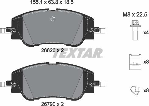 Textar 2662001 - Тормозные колодки, дисковые, комплект autodnr.net