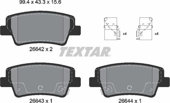 Textar 2664201 - Гальмівні колодки, дискові гальма autocars.com.ua