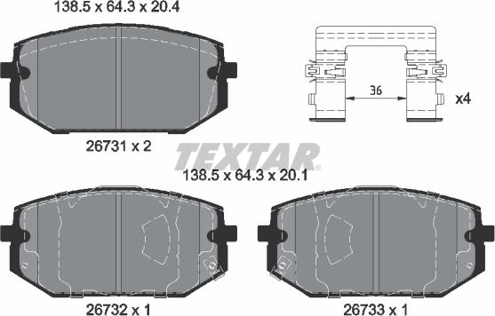 Textar 2673101 - Тормозные колодки, дисковые, комплект autodnr.net