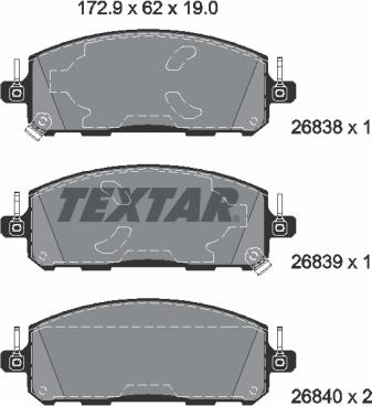 Textar 2683801 - Гальмівні колодки, дискові гальма autocars.com.ua