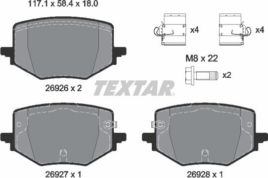 Textar 2692601 - Гальмівні колодки, дискові гальма autocars.com.ua