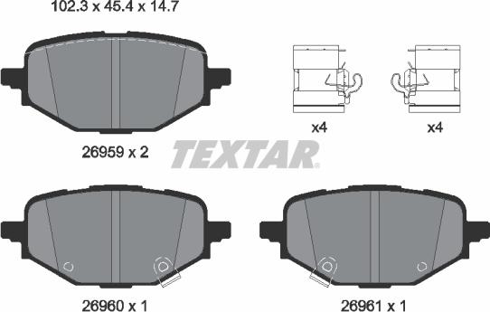 Textar 2695901 - Гальмівні колодки, дискові гальма autocars.com.ua