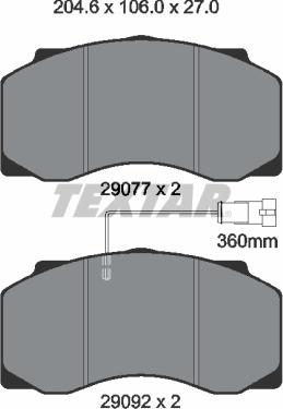 Textar 2907702 - Гальмівні колодки, дискові гальма autocars.com.ua