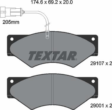 Textar 2910701 - Тормозные колодки, дисковые, комплект avtokuzovplus.com.ua