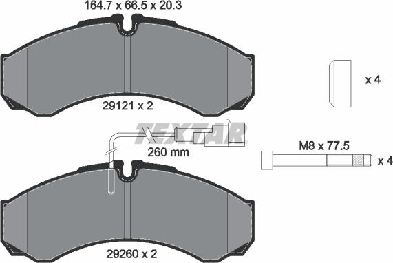 Textar 2912113 - Гальмівні колодки, дискові гальма autocars.com.ua