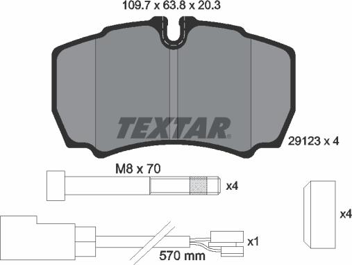 Textar 2912307 - Тормозные колодки, дисковые, комплект avtokuzovplus.com.ua