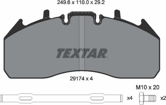 Textar 2917402 - Гальмівні колодки, дискові гальма autocars.com.ua