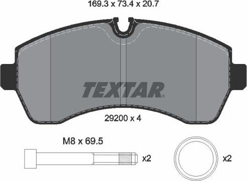 Textar 2920006 - Гальмівні колодки, дискові гальма autocars.com.ua