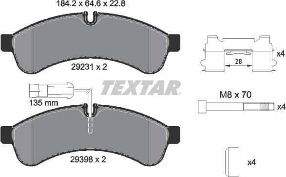 Textar 2923103 - Гальмівні колодки, дискові гальма autocars.com.ua