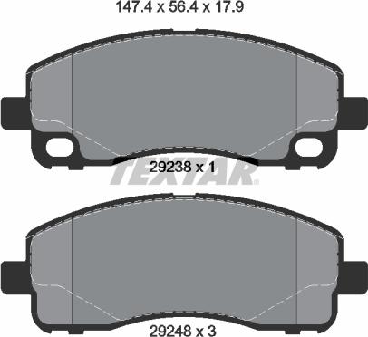 Textar 2923801 - Гальмівні колодки, дискові гальма autocars.com.ua