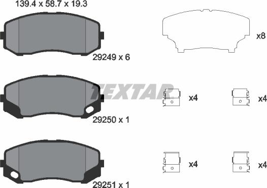 Textar 2924901 - Гальмівні колодки, дискові гальма autocars.com.ua