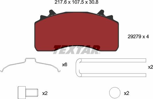 Textar 2927901 - Тормозные колодки, дисковые, комплект avtokuzovplus.com.ua