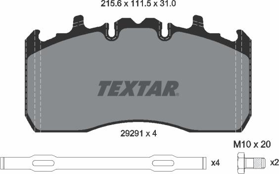 Textar 2929102 - Тормозные колодки, дисковые, комплект avtokuzovplus.com.ua