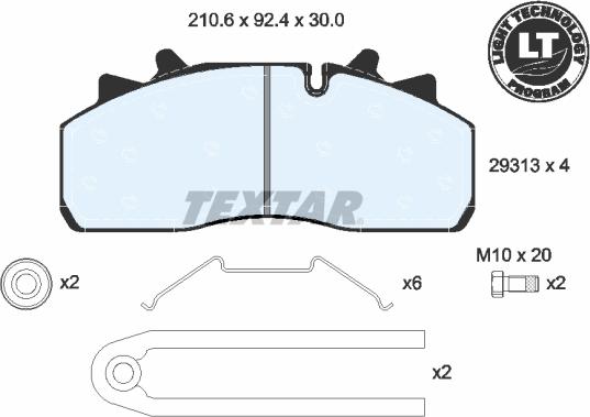 Textar 2931302 - Гальмівні колодки, дискові гальма autocars.com.ua