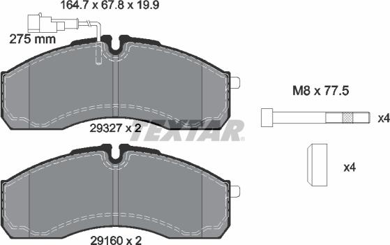 Textar 2932701 - Тормозные колодки, дисковые, комплект avtokuzovplus.com.ua