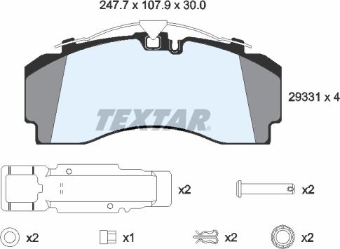 Textar 2933102 - Тормозные колодки, дисковые, комплект avtokuzovplus.com.ua