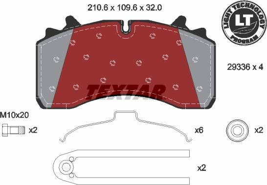 Textar 2933601 - Гальмівні колодки, дискові гальма autocars.com.ua