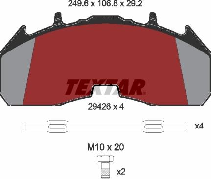 Textar 2942601 - Гальмівні колодки, дискові гальма autocars.com.ua