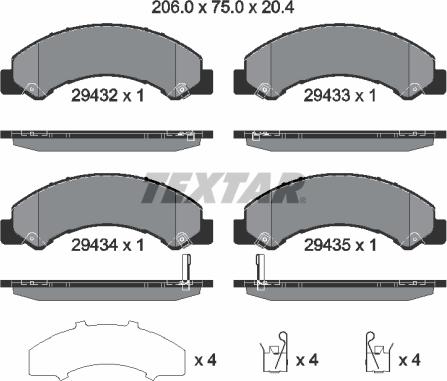 Textar 2943201 - Тормозные колодки, дисковые, комплект avtokuzovplus.com.ua