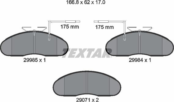 Textar 2998501 - Гальмівні колодки, дискові гальма autocars.com.ua