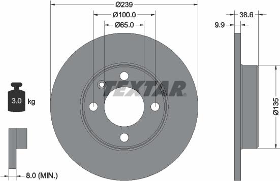 Textar 92009303 - Тормозной диск avtokuzovplus.com.ua