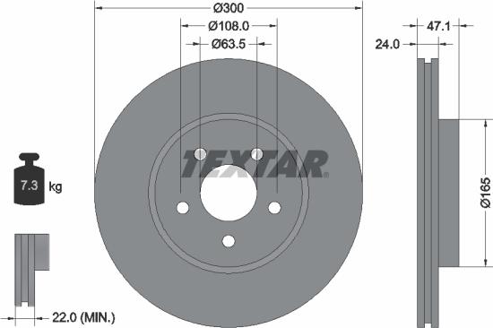 Textar 92109605 - Гальмівний диск autocars.com.ua