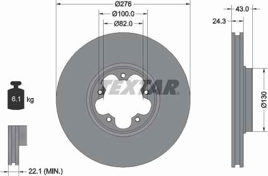 Textar 92110003 - Гальмівний диск autocars.com.ua