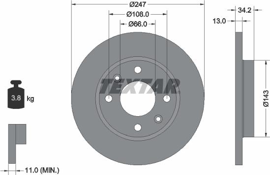 Textar 89007400 - Дисковый тормозной механизм, комплект autodnr.net