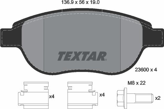 Textar 89007600 - Комплект гальм, дисковий гальмівний механізм autocars.com.ua