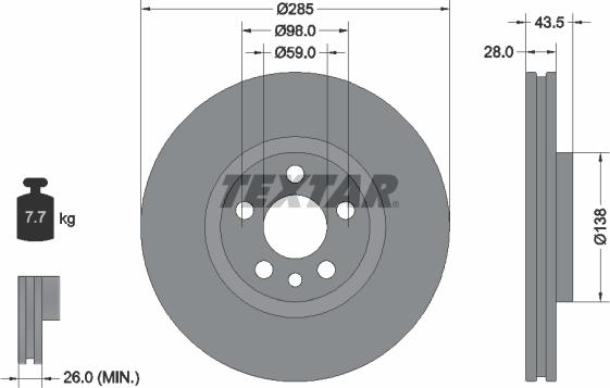 Textar 92115000 - Гальмівний диск autocars.com.ua