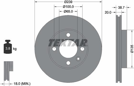 Textar 92012103 - Тормозной диск avtokuzovplus.com.ua