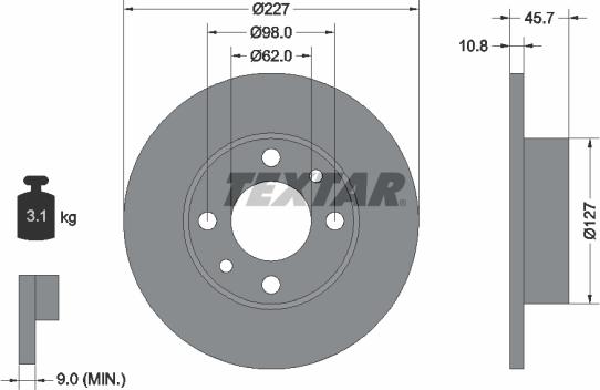 Textar 89009600 - Комплект гальм, дисковий гальмівний механізм autocars.com.ua