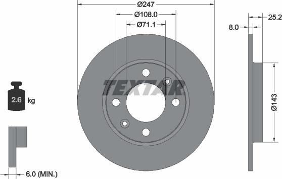 Textar 89009700 - Комплект гальм, дисковий гальмівний механізм autocars.com.ua