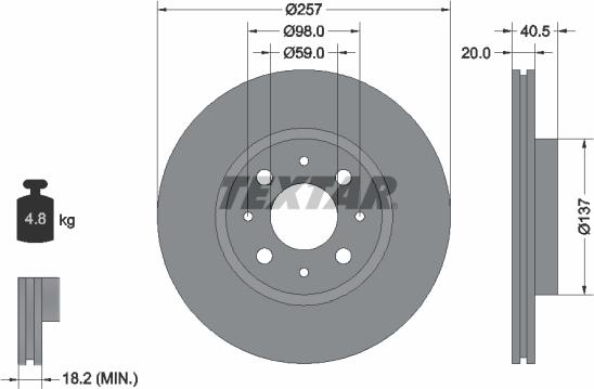 Textar 89012600 - Комплект гальм, дисковий гальмівний механізм autocars.com.ua