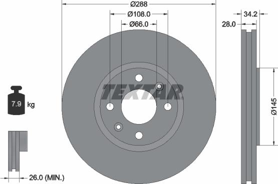 Textar 89013600 - Комплект гальм, дисковий гальмівний механізм autocars.com.ua