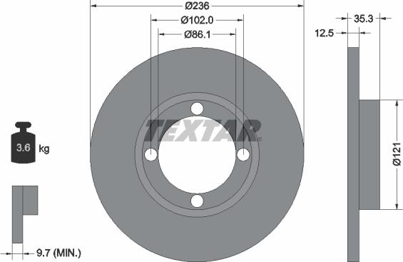 Textar 92100303 - Гальмівний диск autocars.com.ua